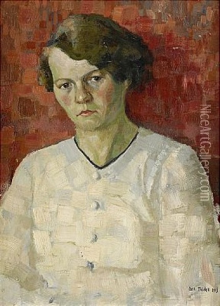 Portratt Av Konstnarens Syster Elvira Oil Painting - Axel Fridell