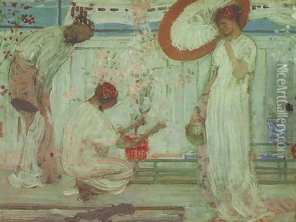 White Symphony: Three Girls Oil Painting - James Abbott McNeill Whistler
