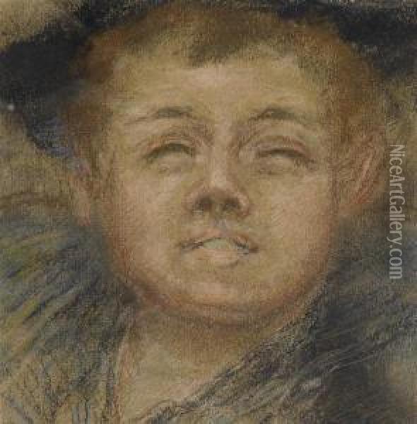 Portrait Eines Jungen. Oil Painting - Luigi Conconi