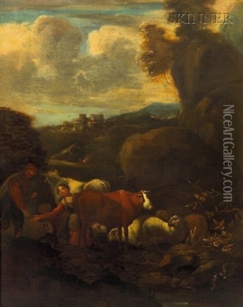 Herders And Livestock Oil Painting - Adam Pynacker