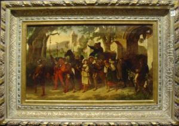 Auszug Aus Der Burg Oil Painting - Ludwig C.F.W. Von Rossler