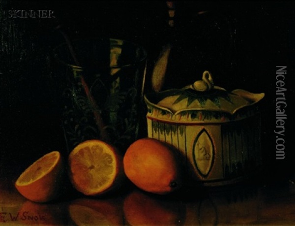 Still Life With Lemons And Crockery Oil Painting - Edward Taylor Snow