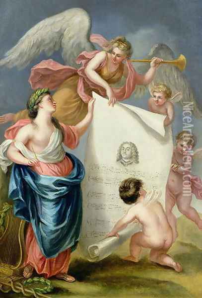 Allegorical study for a memorial print of Handel Oil Painting - Giovanni Battista Cipriani