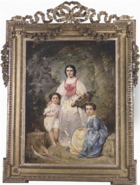 Portrait De Famille Oil Painting - Charles Joshua Chaplin