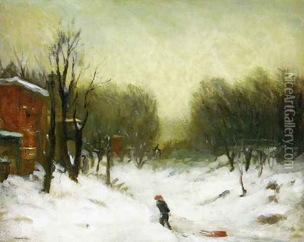Seventh Avenue In The Snow Oil Painting - Robert Henri