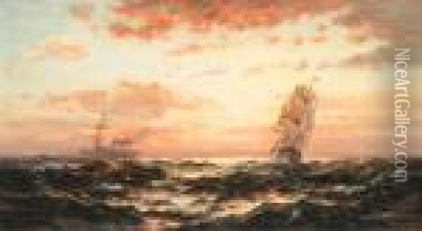 Sunset Marine Oil Painting - Edward Moran