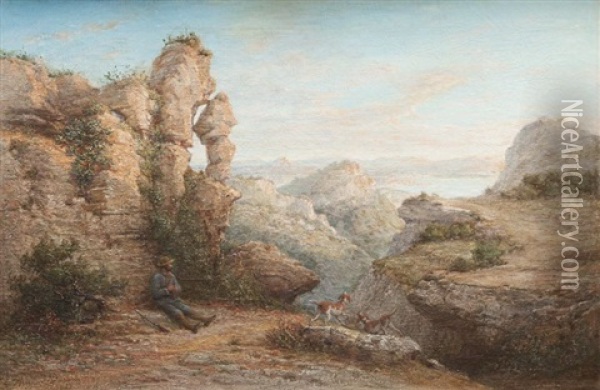 Chasseur Et Chien Dans Un Paysage Oil Painting - Jean Baptiste Francois Arnaud-Durbec