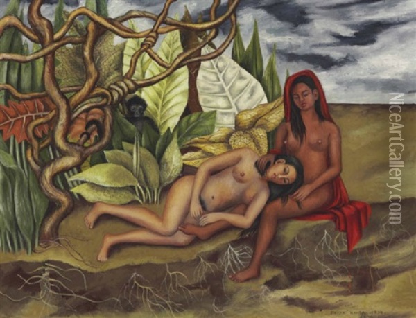 Dos Desnudos En El Bosque (la Tierra Misma) Oil Painting - Frida Kahlo