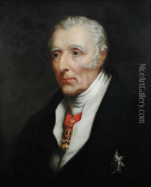 Portrait Of The Duke Of Wellington Oil Painting - John Lindsay Lucas