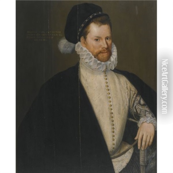 Portrait Of Thomas Cecil, 1st Earl Of Exeter Oil Painting - Cornelis Ketel