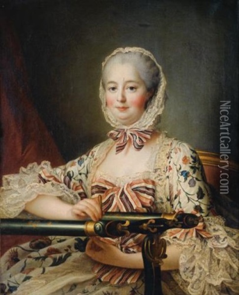 Portrait De Madame De Pompadour Oil Painting - Francois Hubert Drouais