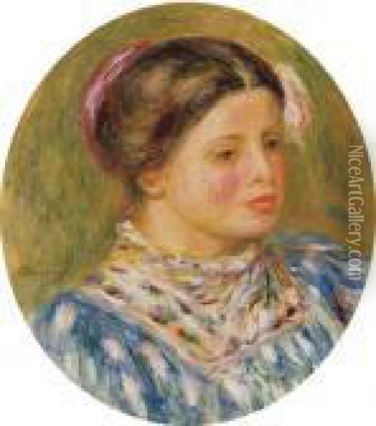 Jeune Fille En Bleu Oil Painting - Pierre Auguste Renoir