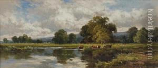 On The Avon, Near Salisbury Oil Painting - Henry Hillier Parker