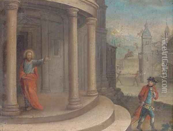 Christ driving the Money-changers from the Temple Oil Painting - German School