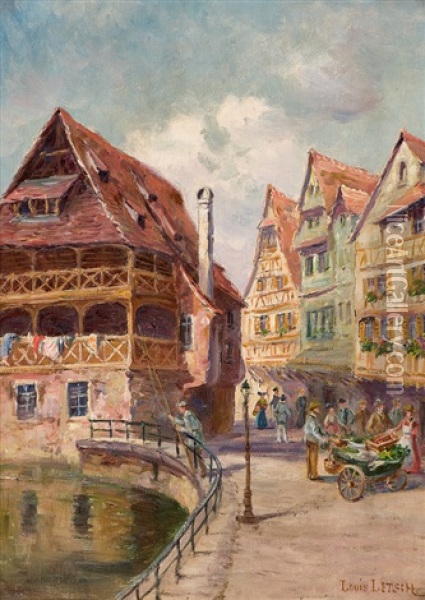 Narrow Street In Strasbourg Oil Painting - Louis Letsch
