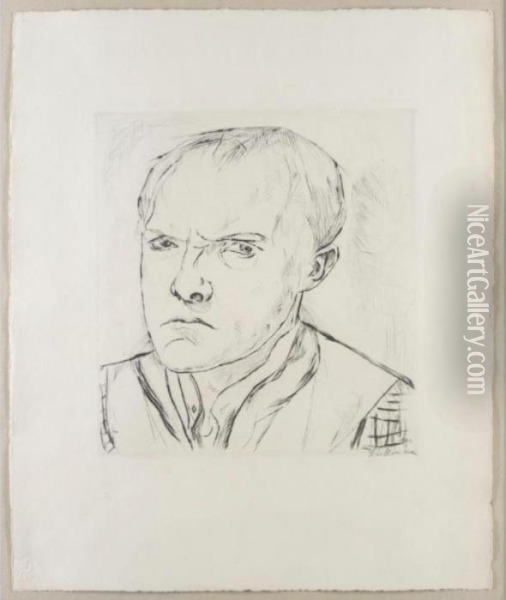 Gesichter: Selbstbildnis 1918 (hofmaier 137) Oil Painting - Max Beckmann