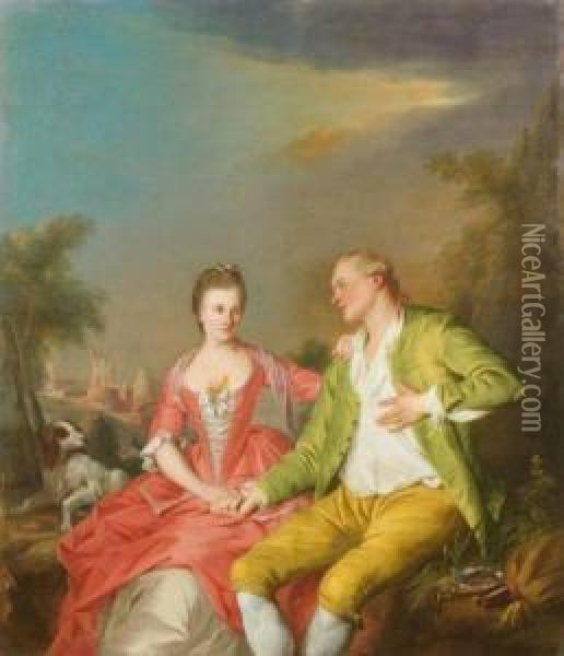 Couple Dans Un Paysage Oil Painting - Jacques Wilbaut