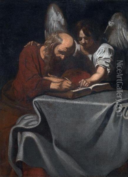 San Matteo El'angelo Oil Painting - Niccolo Renieri (see Regnier, Nicolas)