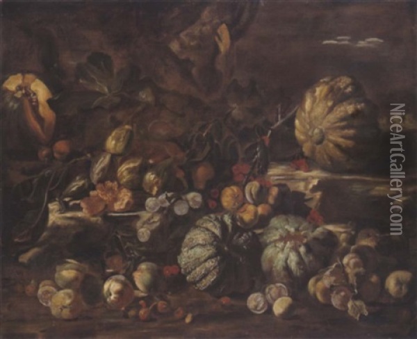 Stillleben Mit Fruchten (natura Morta Con Frutta) Oil Painting - Abraham Brueghel