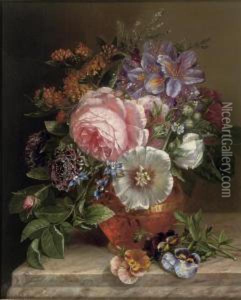 Yellow Roses Oil Painting - Margaretha Roosenboom