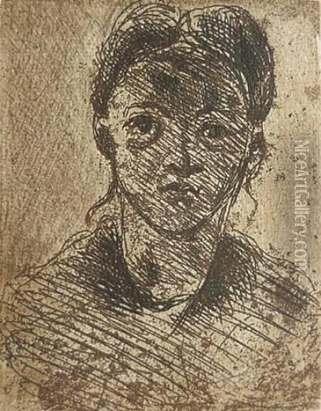 Tete De Jeune Fille Oil Painting - Paul Cezanne