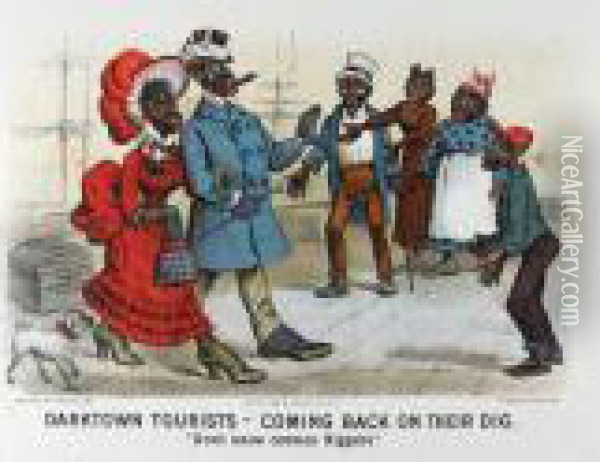 Darktown Tourists - Going Off On Their Blubber; Coming Backon Their Dig Oil Painting - Currier & Ives Publishers