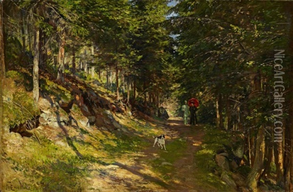 Auf Waldwegen Oil Painting - Fritz Von Wille