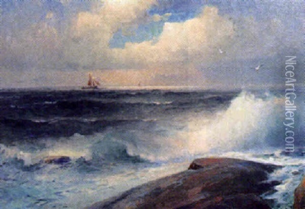 Marin Med Segelbatar Oil Painting - Ludvig Otto Richarde