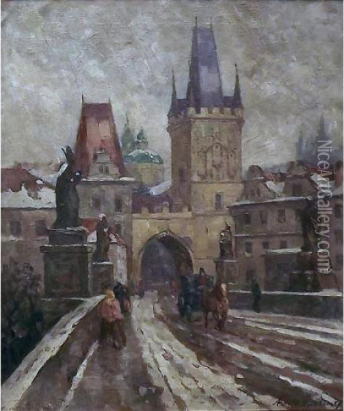 Veduta Del Ponte Carlo A Praga Oil Painting - Arnold Borisovic Lakowskij