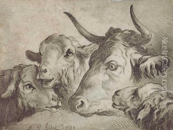 Drei Zeichnungen Mit Tieren Oil Painting - Jean-Baptiste Huet I