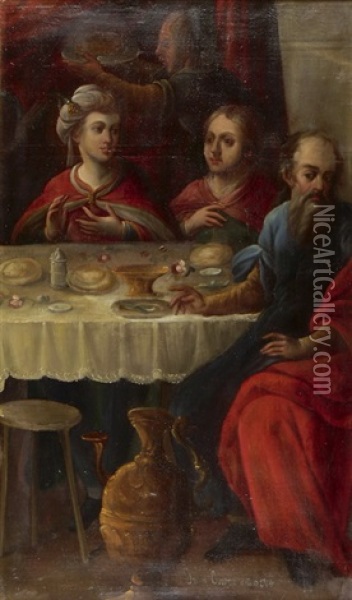Tischgesellschaft Oil Painting - Juan de Correa da Vivar