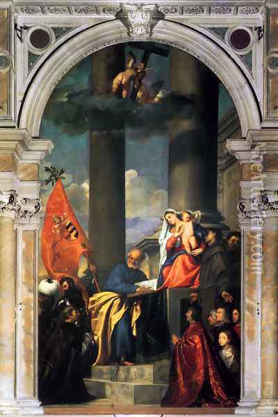 Pesaros Madonna Oil Painting - Tiziano Vecellio (Titian)