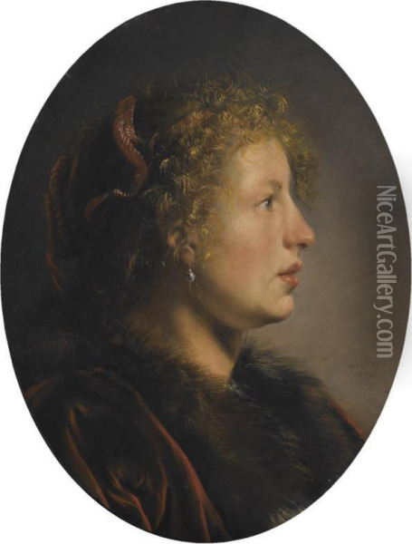 Study Of A Young Woman In Profile Oil Painting - Salomon de Bray