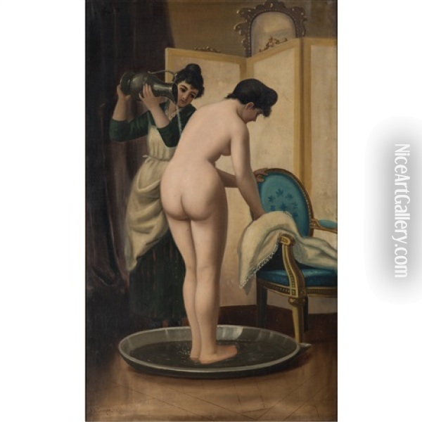Woman Taking Bath Oil Painting - Astley David Middleton Cooper