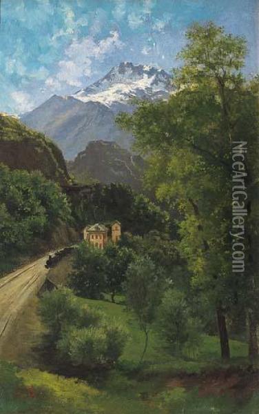 Paesaggio Della Valle Di Lanzo Oil Painting - Angelo Beccaria