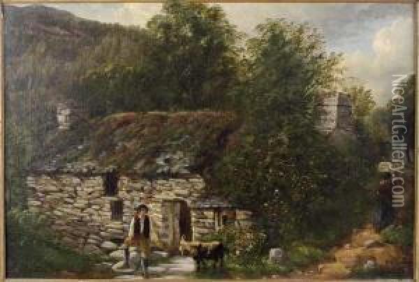 Mill At Betwys Y Coed, North Wales Oil Painting - John Joseph Hughes