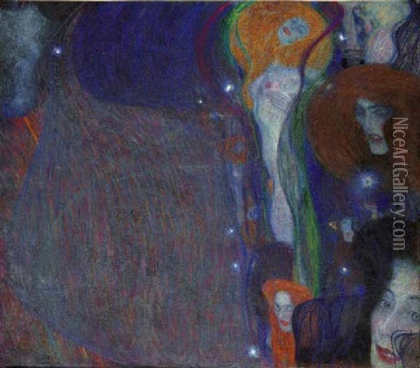 Irrlichter (will-o'-the Wisps) Oil Painting - Gustav Klimt