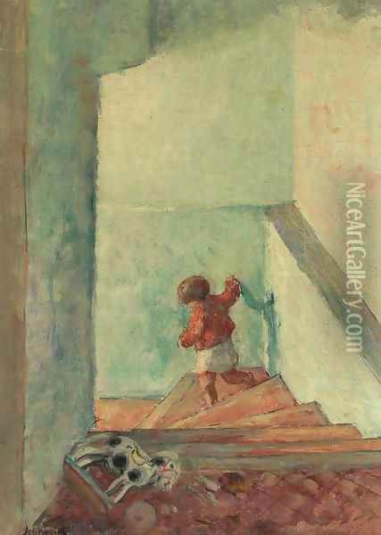 Enfant dans un escalier Oil Painting - Henri Lebasque