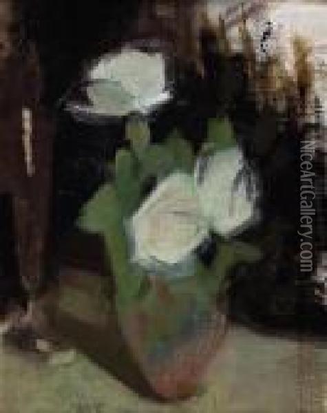 White Roses [vita Rosor] Oil Painting - Helene Schjerfbeck
