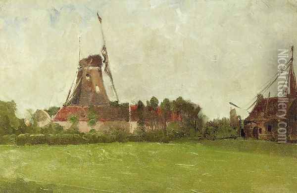 Holland Aka Windmill In The Dutch Countryside Oil Painting - John Henry Twachtman