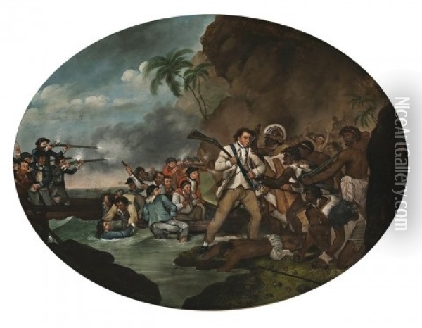The Death Of Captain James Cook Oil Painting - George Carter
