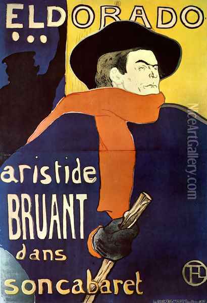 El dorado, Artistide Bruant dans soncabaret Oil Painting - Henri De Toulouse-Lautrec