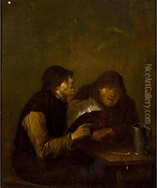 Peasants Drinking And Singing At A Table Oil Painting - Egbert Jaspersz. van, the Elder Heemskerck
