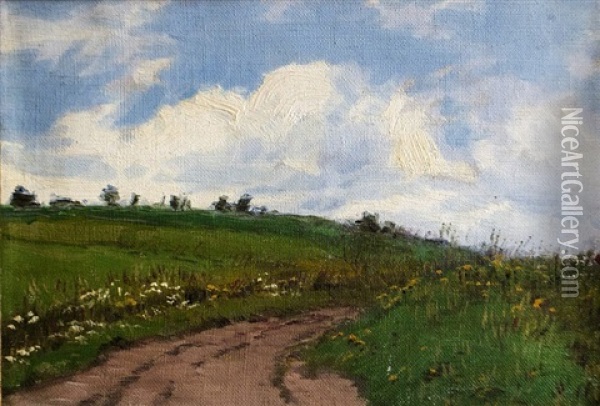 Field Road Oil Painting - Alois Kalvoda