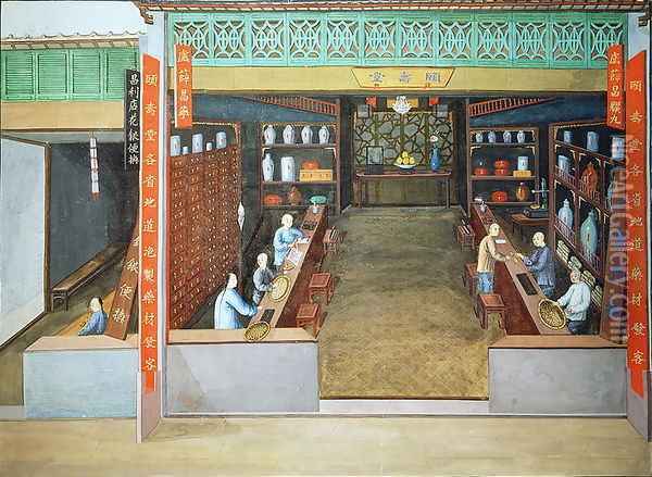 Chinese Medicine, c.1830 Oil Painting - Anonymous Artist