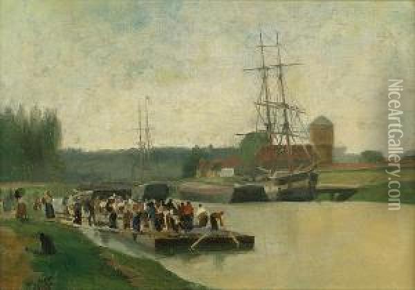 Flemish Dock Workers Oil Painting - William Edward Norton