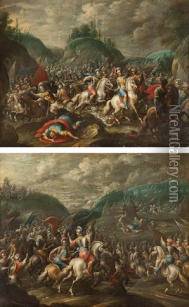 Escenas De Batallas (pair) Oil Painting - Pauwels Casteels