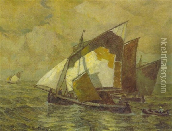 Fischerboote Vor Chioggia Oil Painting - Ludwig Dill