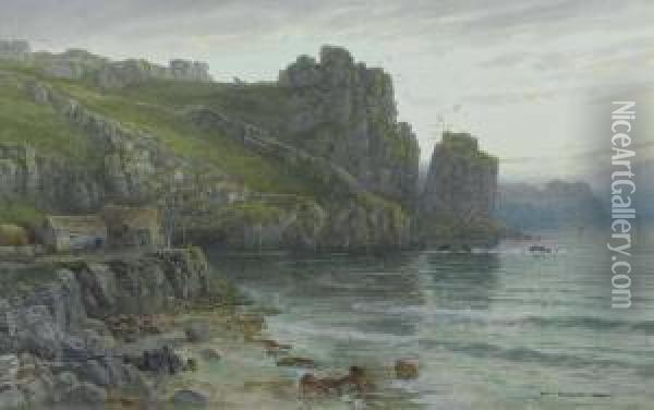 A Cornish Fishing Village Oil Painting - William Trost Richards