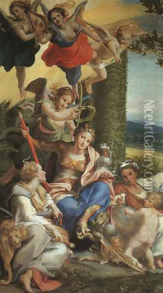 Allegory of the Virtues, c.1529-30 Oil Painting - Antonio Allegri da Correggio